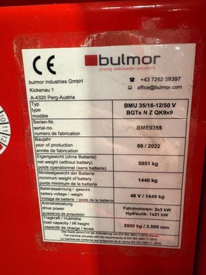 Chariot élévateur latéral Bulmor BMU35