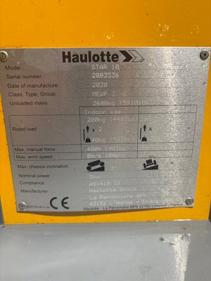 Nacelle à mât vertical Haulotte STAR 10 