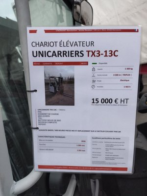 Chariot élévateur électrique UniCarriers TX3 13C